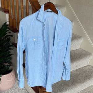 Tommy Bahama Coastal Sky Blue Textured Linen Button Down Shirt